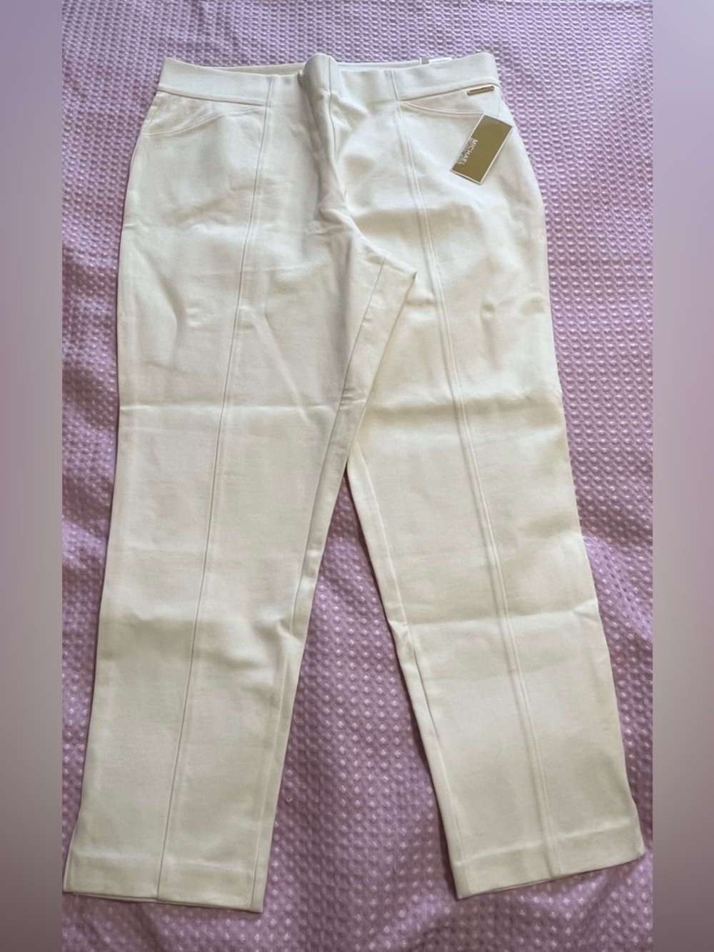 MICHAEL Michael Kors Cream Straight-Leg Ponte Pants